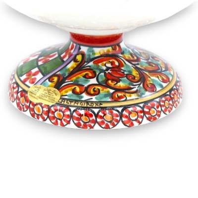 Pigna Mehrfarbiger Keramikständer Caltagirone Elite Series Ø 26 cm, H ca. 16 cm. Sizilianische Karrendekoration - 