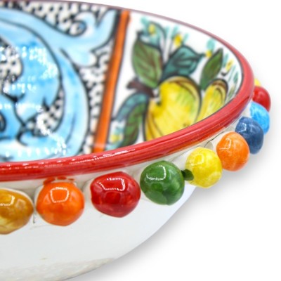 Alzata Pigna in ceramica Caltagirone Serie Èlite Ø 26 cm, h 16 cm ca. decoro carretto siciliano - 