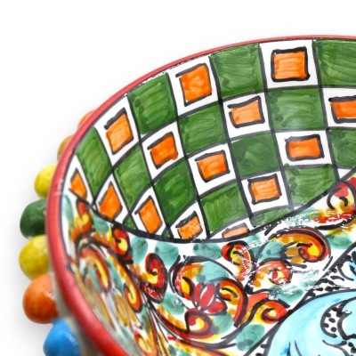 Alzata Pigna in ceramica Caltagirone Serie Èlite Ø 26 cm, h 16 cm ca. decoro carretto siciliano - 