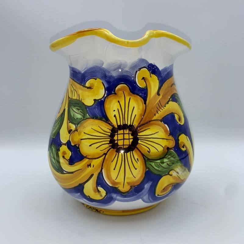 Handdekorierter sizilianischer Keramikkrug – Fassungsvermögen 1 Liter – Verschiedene Dekorationen - 