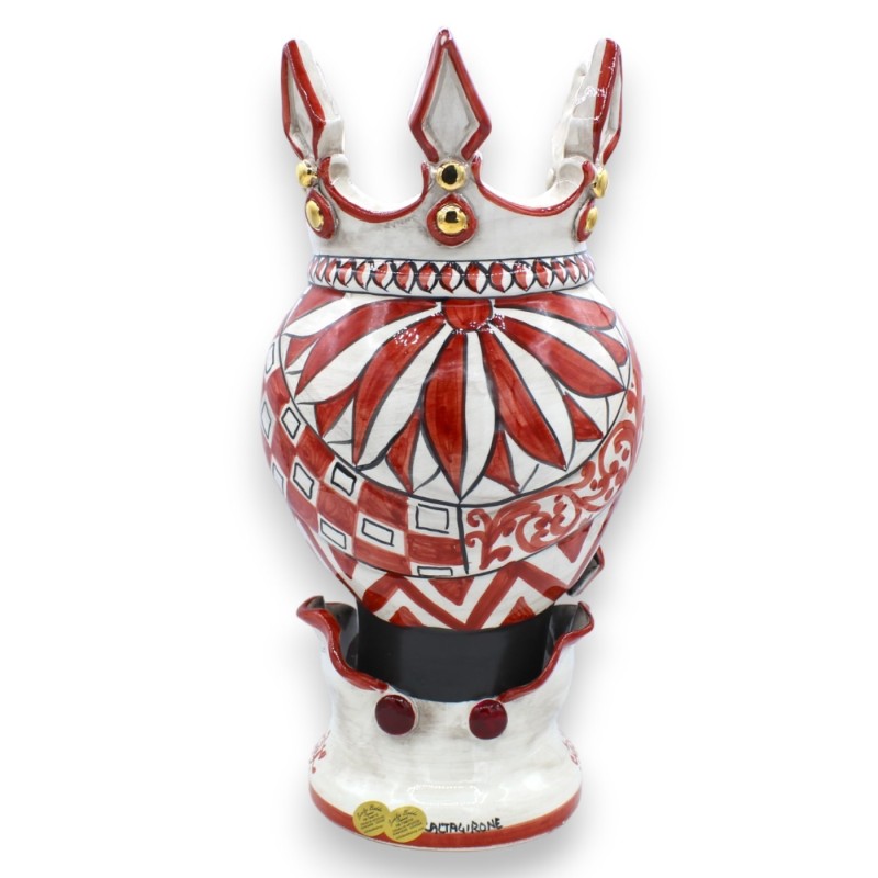 Caltagirone-Mohrenkopf, Höhe ca. 37 cm (1 Stück), ÉLITE-Serie mit Bordeaux-Dekor und 24-Karat-Emaille aus reinem Gold - 