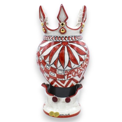 Testa di Moro Caltagirone h 36 cm ca.(1pz) Serie ÉLITE, Rosso, smalto oro zecchino 24k - 
