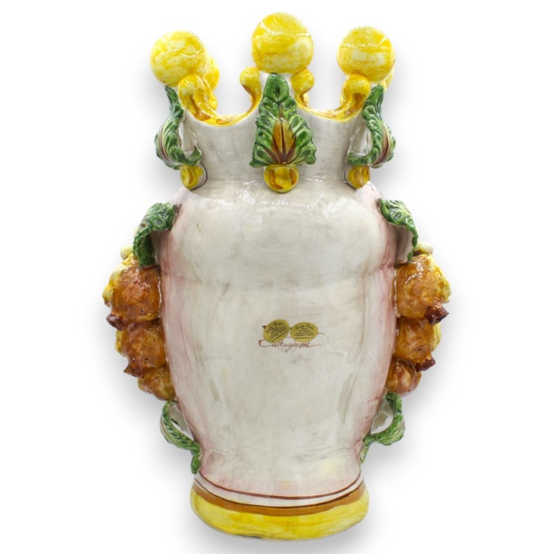 Coppia di Teste di Moro Caltagirone h 40 cm ca. Modello Melograni e Fiori - 