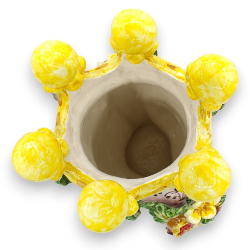 Coppia di Teste di Moro Caltagirone h 40 cm ca. Modello Melograni e Fiori - 
