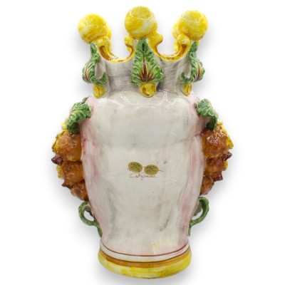 Coppia di Teste di Moro Caltagirone h 40 cm ca. Modello Melograni e Fiori - 