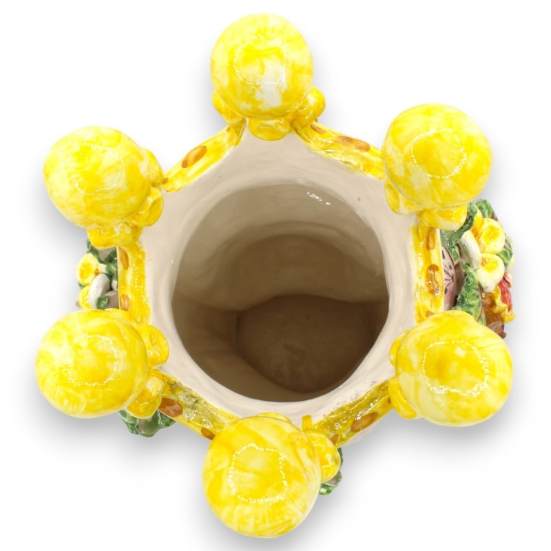Coppia di Teste di Moro Caltagirone h 40 cm ca. Modello Melograni e Fiori - 