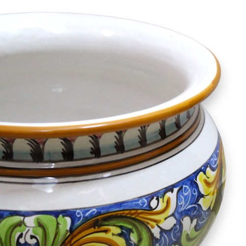 Cachepot Caltagirone vaso de cerâmica, decoração barroca amarela e verde sobre fundo azul com 5 opções de tamanho (1 uni 2