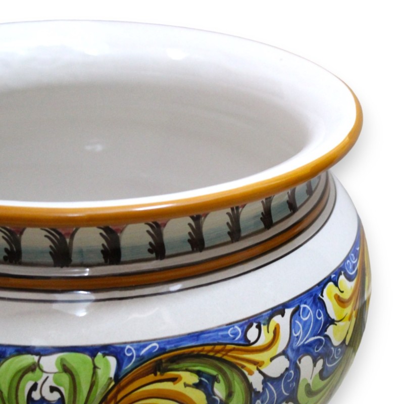 Cachepot Caltagirone vaso de cerâmica, decoração barroca amarela e verde sobre fundo azul com 5 opções de tamanho (1 uni