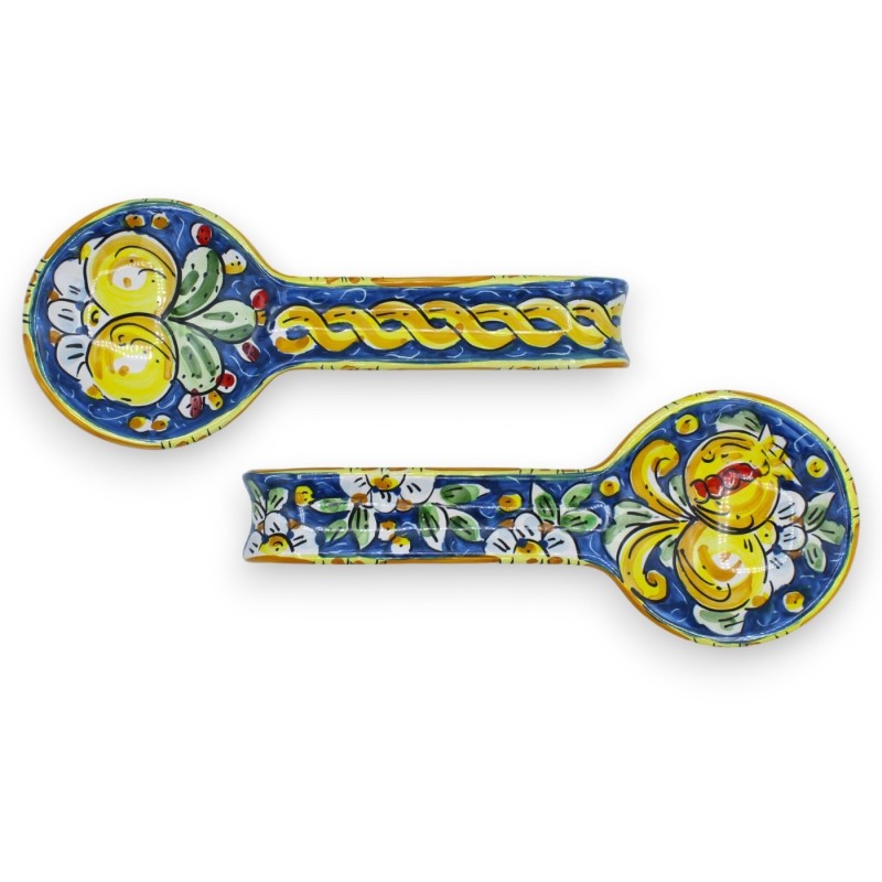 Caltagirone keramische pollepelsteun, h ca. 25 cm. (1 stuk) fruitdecoratie met 4 kleuropties - 