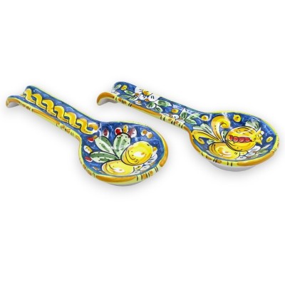 Soporte para cucharones de cerámica Caltagirone, altura aproximada de 25 cm. (1 pieza) decoración de frutas con 4 opcion