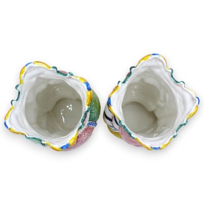 Coppia Teste di moro ceramica Caltagirone, h 25 cm ca. Corona e turbante MD1 - 