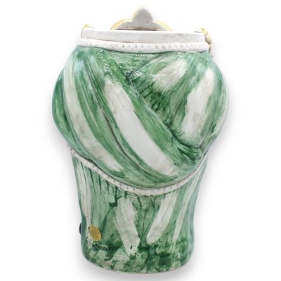 Dunkelbrauner Kopf aus Caltagirone-Keramik, Höhe ca. 28 cm. (1 Stück) Details aus 24-karätigem reinem Gold, grüner Turba