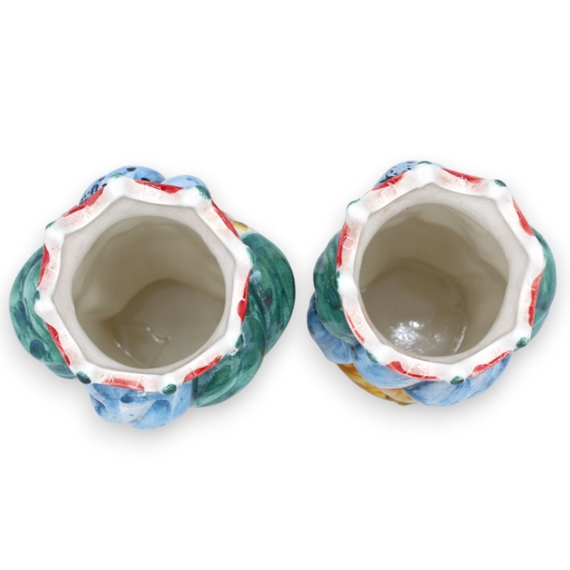 Paire de têtes marron foncé en céramique de Caltagirone, h environ 13/14 cm. couronne et turban MD1 - 