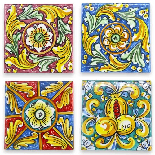 Caltagirone-Keramikfliese – H ca. 15 x 15 x 0,8 cm. (1 Stück) mit 8 Dekorationsmöglichkeiten MD1 - 