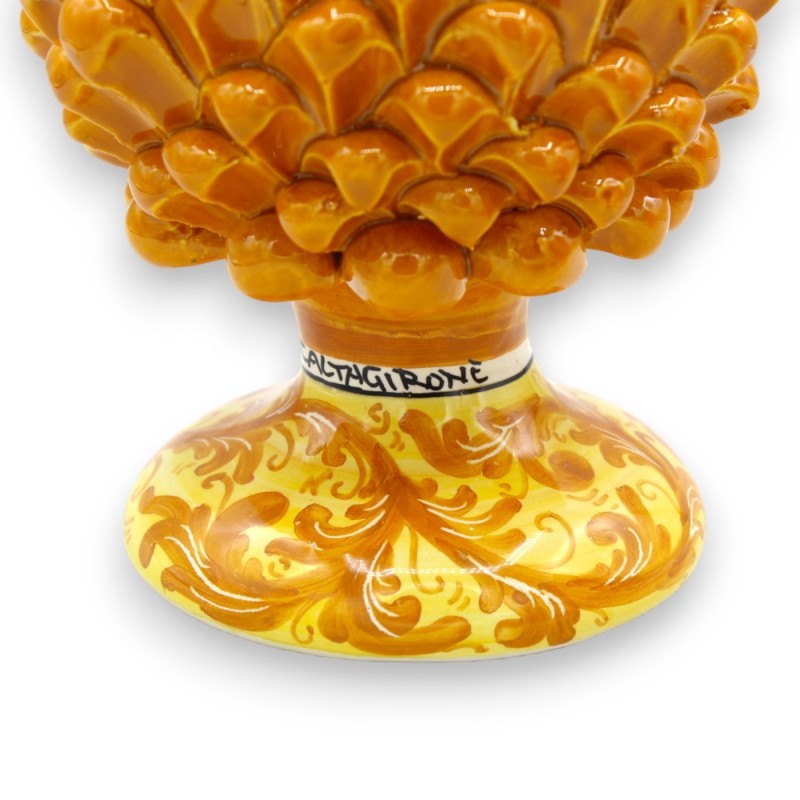 Caltagirone keramisk siciliansk kotte - h 20 / 22 cm ca. (1st) Apelsin med slumpmässigt dekorerad stjälk - 