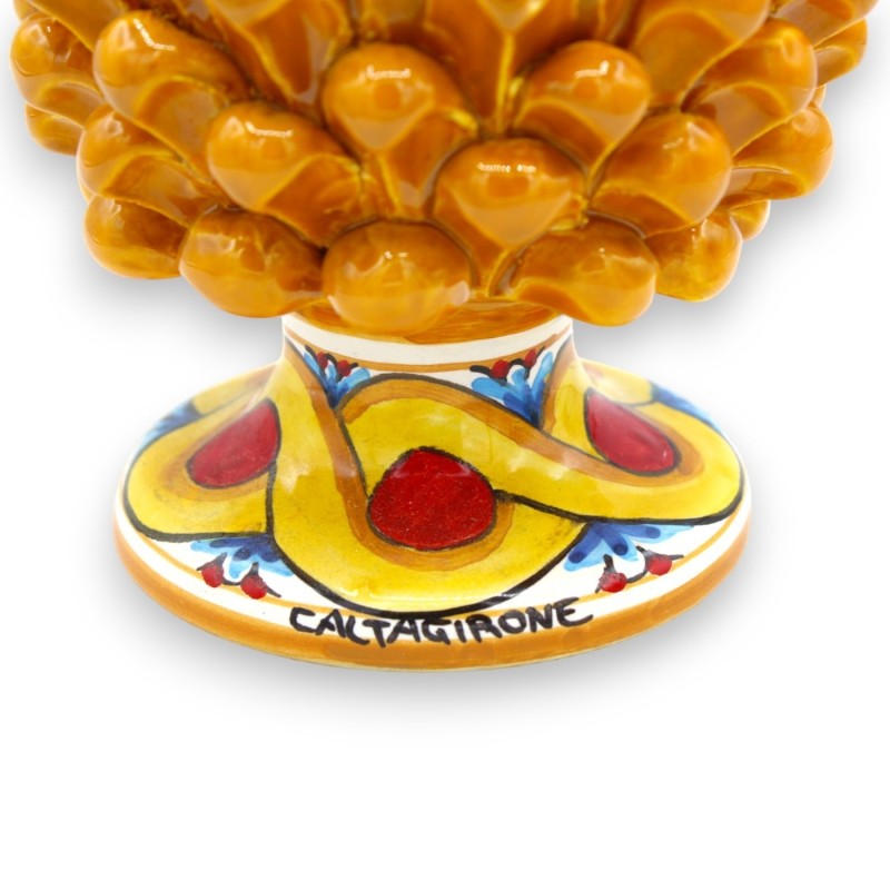 Caltagirone keramisk siciliansk kotte - h 20 / 22 cm ca. (1st) Apelsin med slumpmässigt dekorerad stjälk - 