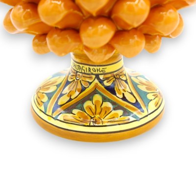 Pigna Siciliana ceramica Caltagirone - h 20 / 22 cm ca. (1Unità) Arancione con gambo decoro casuale - 