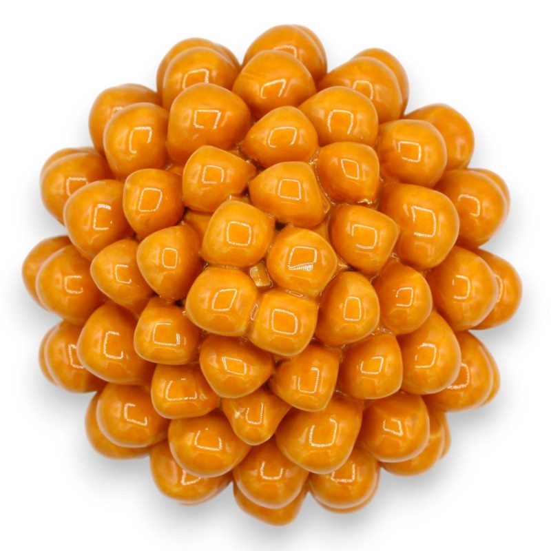 Pinha siciliana de cerâmica Caltagirone - h 20/22 cm aprox. (1 unidade) Laranja com haste decorada aleatoriamente - 