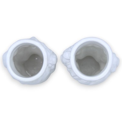 Par de Cabezas de Moro en cerámica de Caltagirone - h cm 10 / 11 cm aprox. Blanco brillante - 