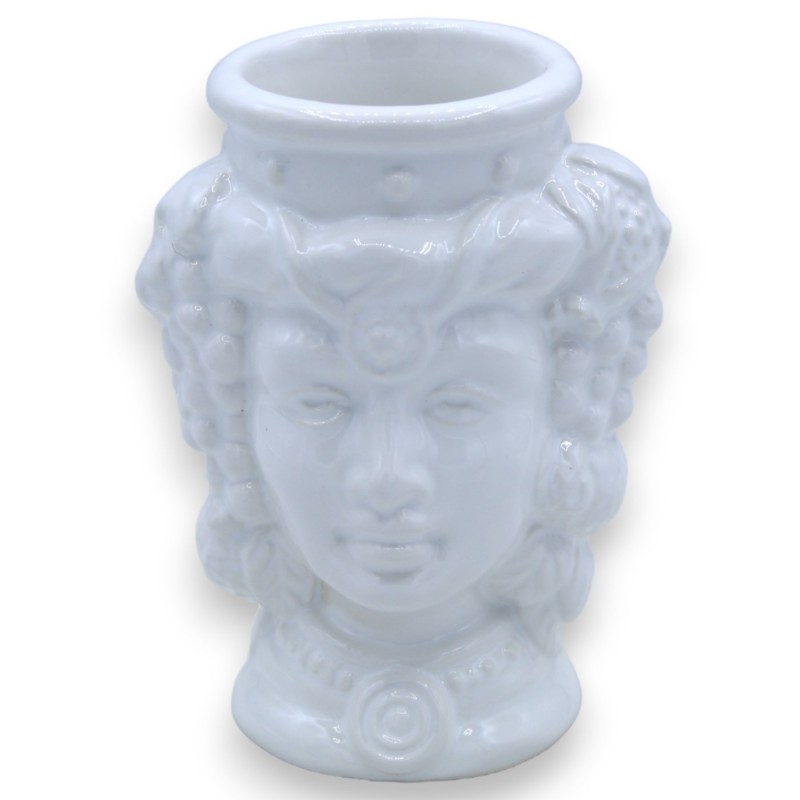 Para głów Maura z ceramiki Caltagirone - h cm 10/11 cm ok. Błyszcząca biel - 