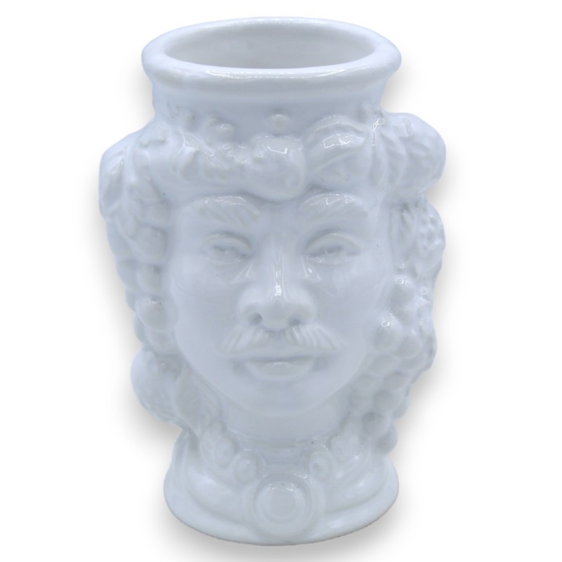 Para głów Maura z ceramiki Caltagirone - h cm 10/11 cm ok. Błyszcząca biel - 