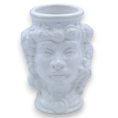 Para głów Maura z ceramiki Caltagirone - h cm 10/11 cm ok. Błyszcząca biel - 