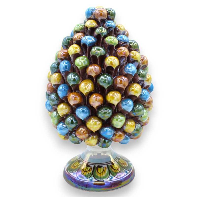 Cono de pino Arlecchino multicolor, en cerámica Caltagirone con esmalte de nácar - con 5 opciones de tamaño (1 pieza) MD
