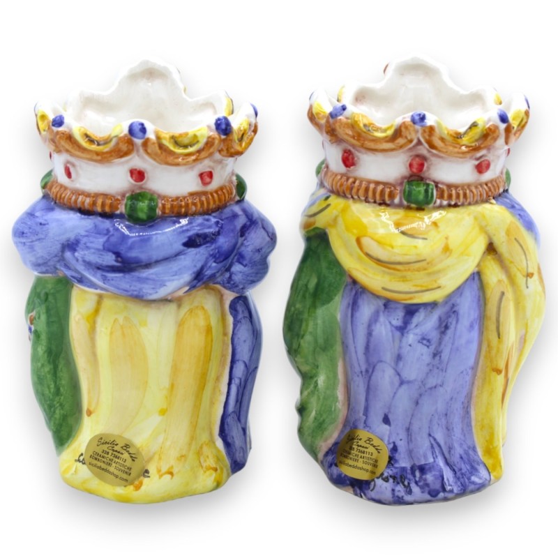 Ett par mörkbruna huvuden i Caltagirone keramik, h ca 13/14 cm. krona och turban MD6 - 