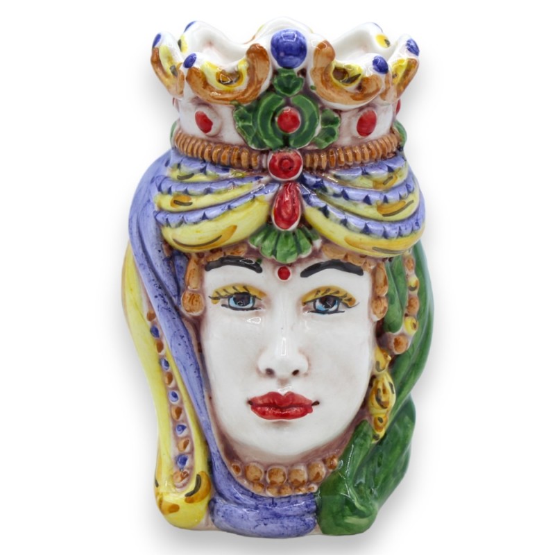 Ett par mörkbruna huvuden i Caltagirone keramik, h ca 13/14 cm. krona och turban MD6 - 
