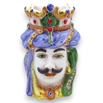 Paar normannische Moorköpfe aus Caltagirone-Keramik, H ca. 13/14 cm. mit MD6-Krone - 