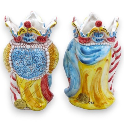 Paar dunkelbraune Emiri-Köpfe aus Caltagirone-Keramik, H ca. 13/14 cm. mit MD7-Krone - 