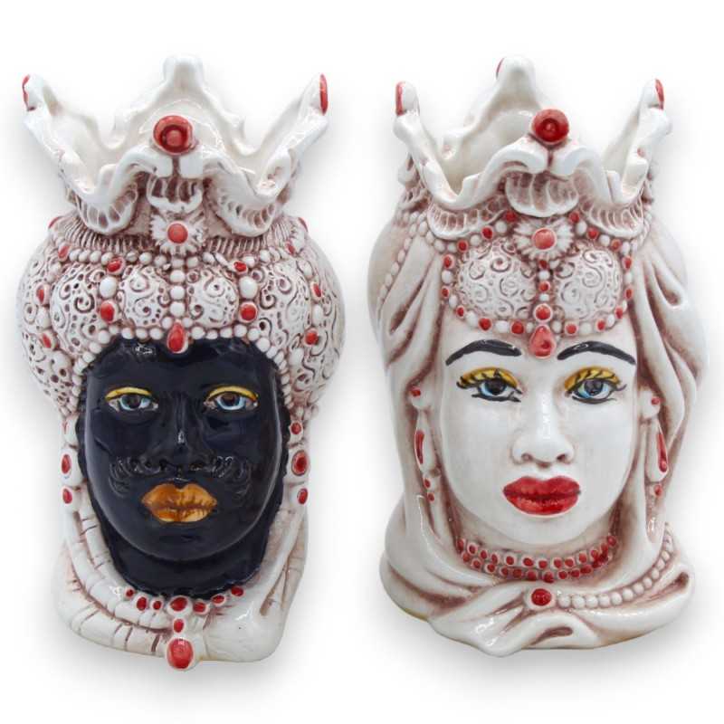 Paar dunkelbraune Emiri-Köpfe aus Caltagirone-Keramik, H ca. 13/14 cm. mit MD8-Krone - 