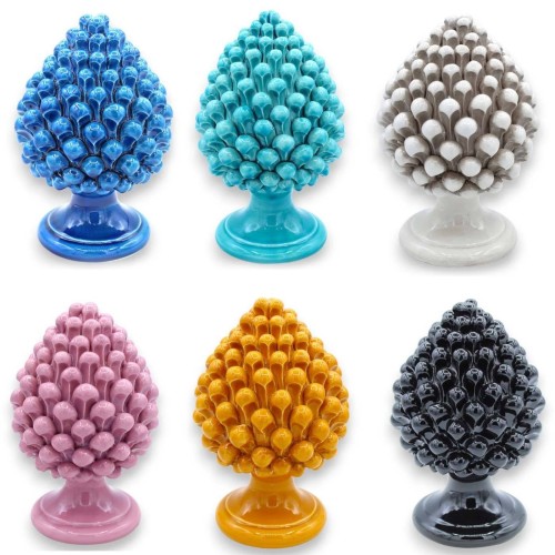 Pomme de pin sicilienne en céramique Caltagirone, h 15 cm (1pc) Couleur unique avec différentes options de couleurs - 