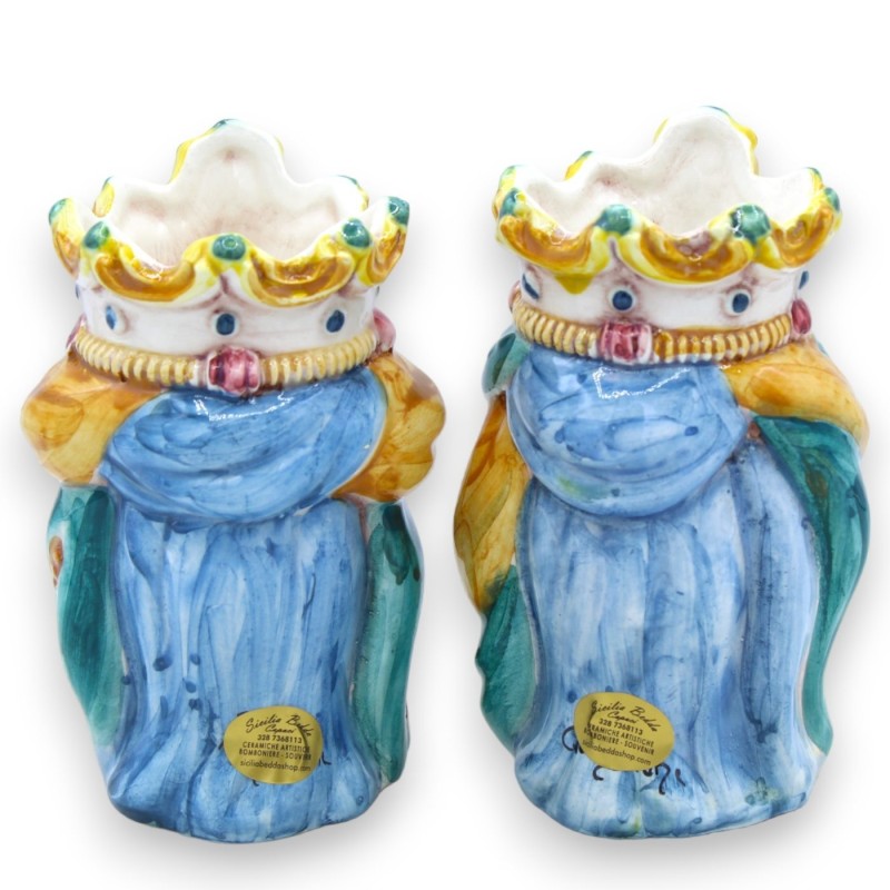 Para ciemnobrązowych główek z ceramiki Caltagirone, wys. ok. 13/14 cm. korona i turban MD14 - 
