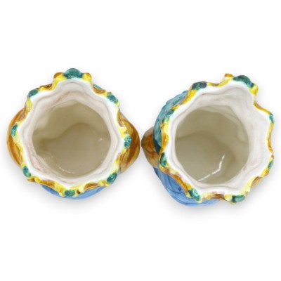 Para ciemnobrązowych główek z ceramiki Caltagirone, wys. ok. 13/14 cm. korona i turban MD14 - 