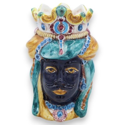 Paar normannische Moorköpfe aus Caltagirone-Keramik, H ca. 13/14 cm. mit MD14-Krone - 