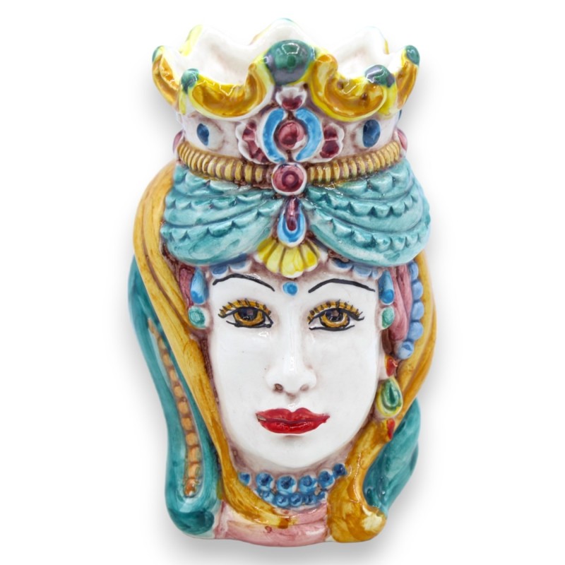 Para ciemnobrązowych główek z ceramiki Caltagirone, wys. ok. 13/14 cm. korona i turban MD14 - 