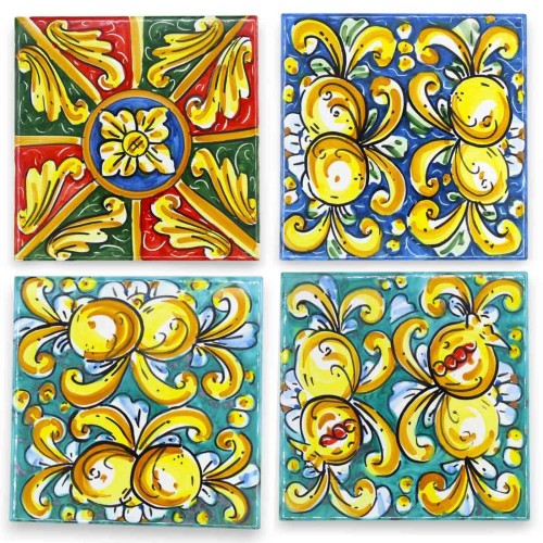 Ladrilho cerâmico Caltagirone - h aproximadamente 15 x 15 cm (1 unidade) com 7 opções de decoração MD3 - 