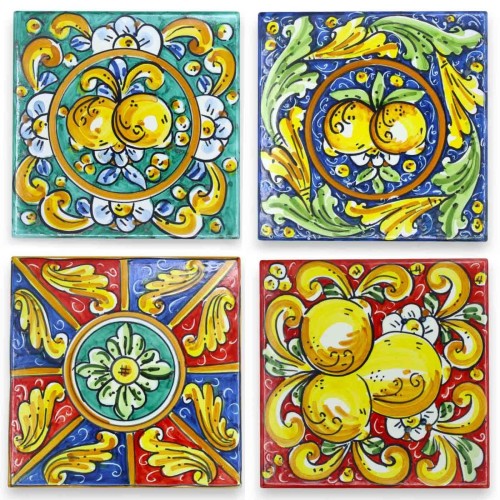 Ladrilho cerâmico Caltagirone - h aproximadamente 15 x 15 cm (1 unidade) com 5 opções de decoração MD4 - 