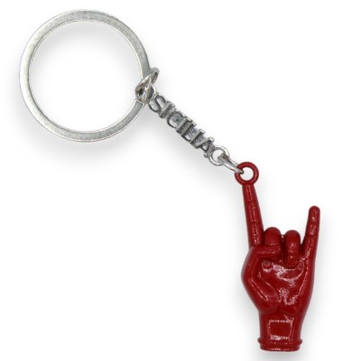 Portachiavi Corna contro il malocchio e incisione "SICILIA" - h 10 cm ca. - 