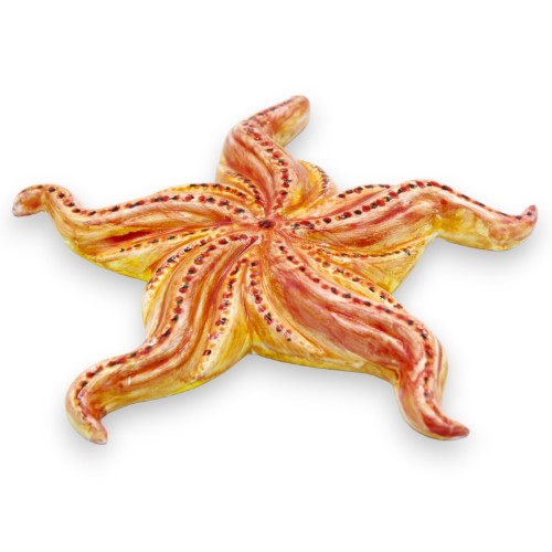 Zeester met tinten, van fijn Siciliaans keramiek - ca. L 20 x 20 cm. -  2