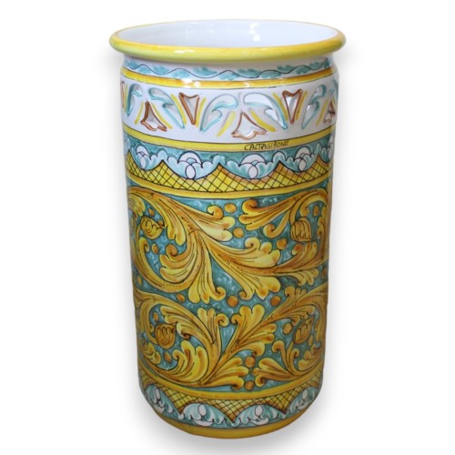 Caltagirone-Keramik-Schirmständer H 50 - Ø 30 cm ca. (1 Stück) Barock auf Grünspan-Hintergrund, 2 Stiloptionen -  2