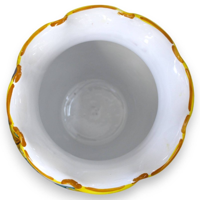 Grande giara portaombrelli ceramica Caltagirone h 50 cm x Ø 35 cm ca. (1Unità) con 2 opzioni stile bordo - 