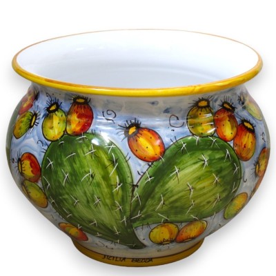 Cachepot Pot de fleurs sicilien en céramique, décoration de figue de Barbarie pâle et de fruits - avec 5 options de tail