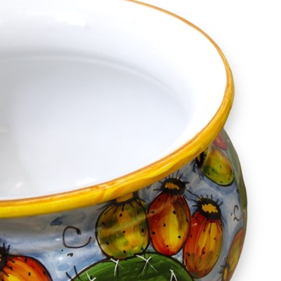 Cachepot Blumentopf aus sizilianischer Keramik, helle Feigenkaktus- und Fruchtdekoration – mit 5 Größenoptionen (1 Stück