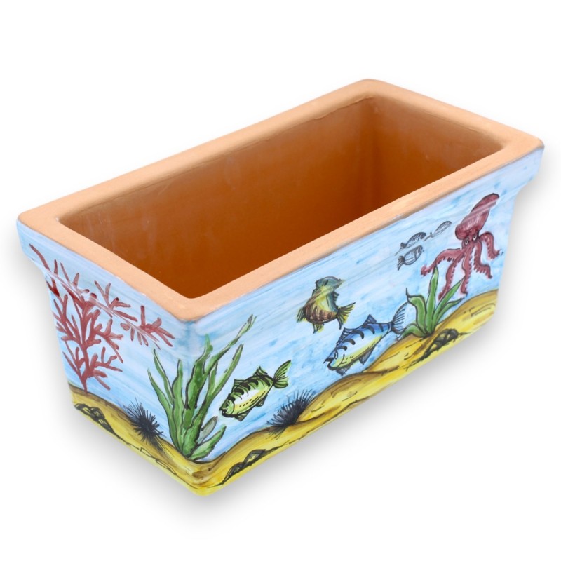 Jarrón rectangular de cerámica siciliana, con decoración de fondo marino al azar, con 5 tamaños (1 pieza) - 