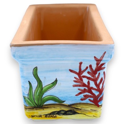 Vaso retangular de cerâmica siciliana, decoração aleatória do fundo do mar, com 5 opções de tamanho (1 peça) - 
