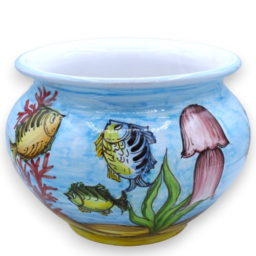 Cachepot Pot de Plantes en Céramique Sicilienne - avec 5 Options de Taille (1pc) Décor Aléatoire des Fonds Marins - 