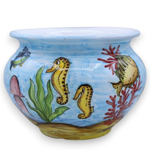 Cachepot Pot de Plantes en Céramique Sicilienne - avec 5 Options de Taille (1pc) Décor Aléatoire des Fonds Marins -  2