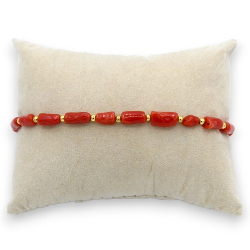 Armband mit Korallenstrohhalmen und Messingverschluss, L ca. 20 cm. - 